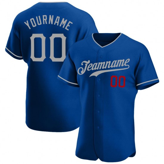 Custom Royal Gray-Red Authentic Baseball Jersey