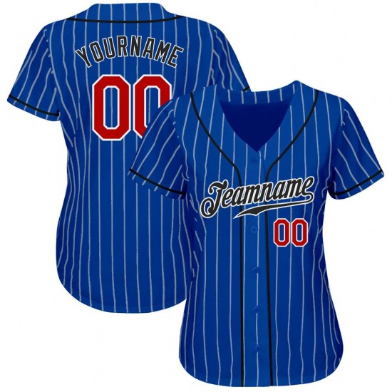 Custom Royal White Strip Red-Black Authentic Baseball Jersey