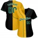 Custom Black Kelly Green-Gold Authentic Split Fashion Baseball Jersey