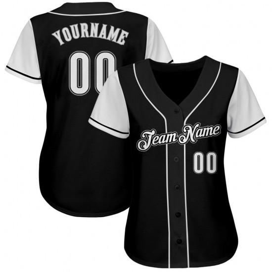 Custom Black White-Gray Authentic Baseball Jersey