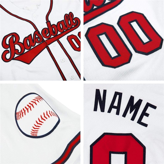 Custom White Red-Black Authentic Baseball Jersey