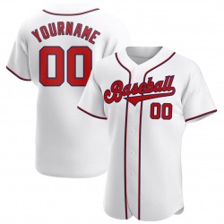 Custom White Red-Navy Authentic Baseball Jersey