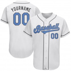 Custom White Light Blue-Dark Gray Authentic Father's Day Baseball Jersey