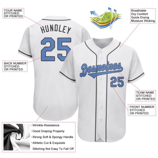 Custom White Light Blue-Dark Gray Authentic Father's Day Baseball Jersey