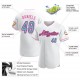 Custom White Light Blue-Pink Authentic Baseball Jersey