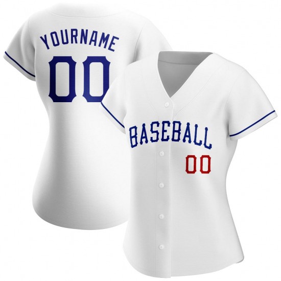 Custom White Royal-Red Authentic Baseball Jersey