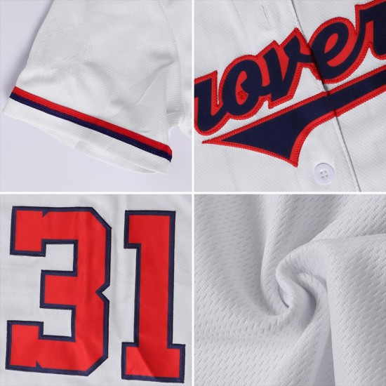 Custom White Navy-Gold Authentic Baseball Jersey