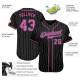 Custom Black White Strip Pink-Light Blue Authentic Baseball Jersey