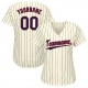 Custom Cream Navy Strip Navy-Red Baseball Jersey