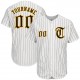 Custom White Brown Strip Brown-Gold Authentic Baseball Jersey