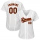 Custom White Brown Strip Brown-Orange Authentic Baseball Jersey