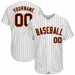 Custom White Brown Strip Brown-Orange Authentic Baseball Jersey