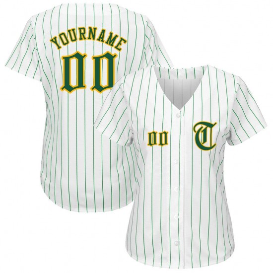 Custom White Kelly Green Strip Kelly Green-Gold Authentic Baseball Jersey