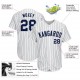 Custom White Navy Strip Navy-Gray Authentic Baseball Jersey