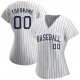 Custom White Navy Strip Navy Authentic Baseball Jersey