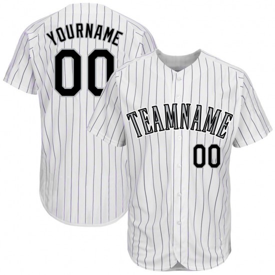 Custom White Purple Strip Black-Gray Baseball Jersey