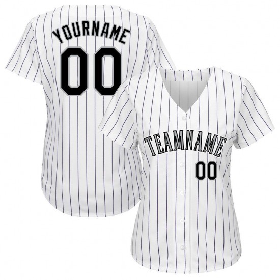 Custom White Purple Strip Black-Gray Baseball Jersey