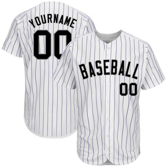 Custom White Purple Strip Black-Gray Authentic Baseball Jersey