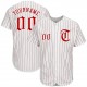 Custom White Red Strip Red-White Authentic Baseball Jersey