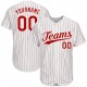 Custom White Red Strip Red-White Authentic Baseball Jersey