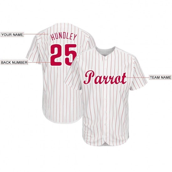 Custom White Red Strip Red-White Baseball Jersey