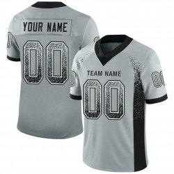 Custom Silver Black-White Mesh Drift Fashion Football Jersey