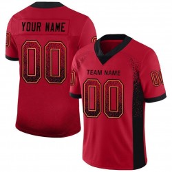 Custom Red Black-Orange Mesh Drift Fashion Football Jersey