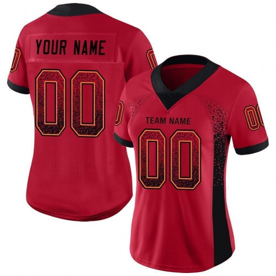 Custom Red Black-Orange Mesh Drift Fashion Football Jersey