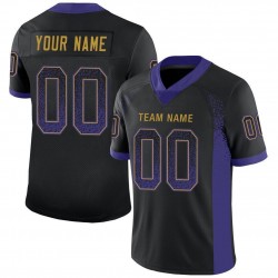 Custom Black Purple-Old Gold Mesh Drift Fashion Football Jersey