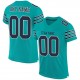 Custom Aqua Navy-White Mesh Authentic Football Jersey