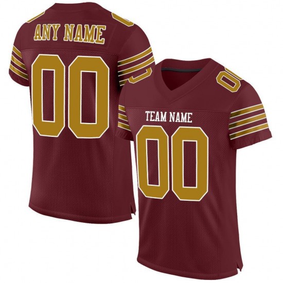 Custom Burgundy Orange-White Mesh Authentic Football Jersey