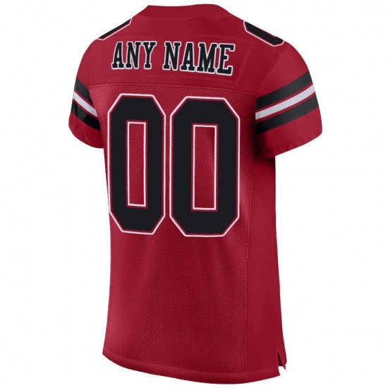 Custom Cardinal Black-White Mesh Authentic Football Jersey