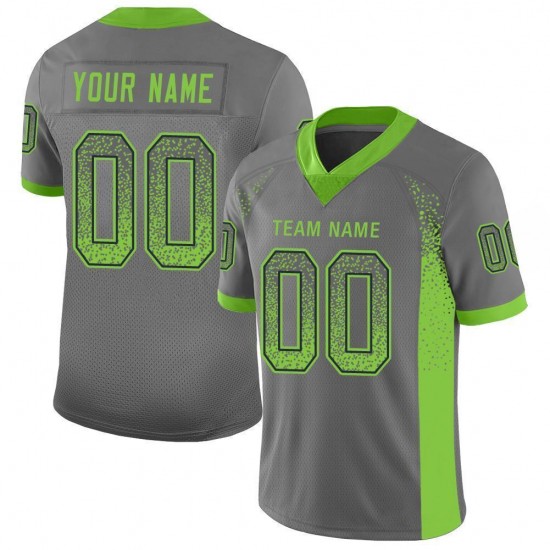 Custom Gray Neon Green-Navy Mesh Drift Fashion Football Jersey