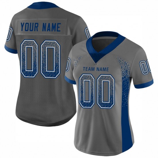 Custom Gray Royal-White Mesh Drift Fashion Football Jersey