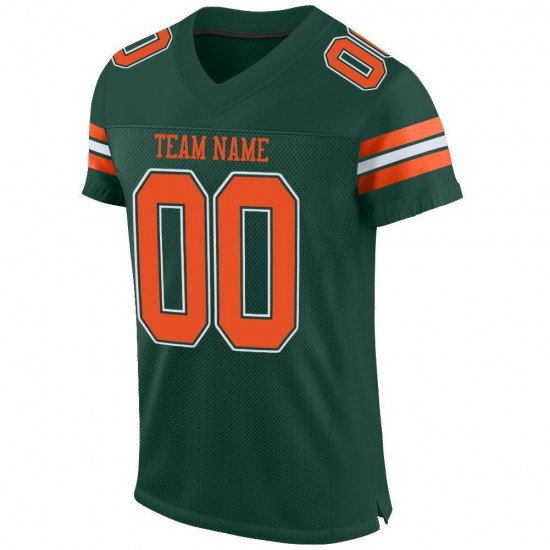 Custom Green Orange-White Mesh Authentic Football Jersey