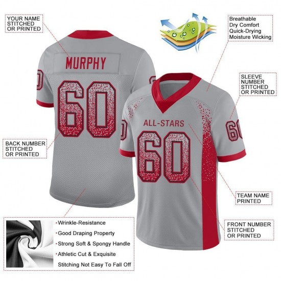 Custom Light Gray Red-Black Mesh Drift Fashion Football Jersey