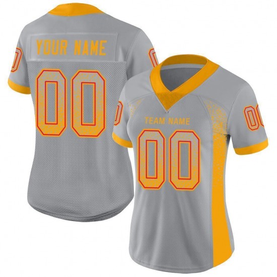 Custom Light Gray Gold-Scarlet Mesh Drift Fashion Football Jersey