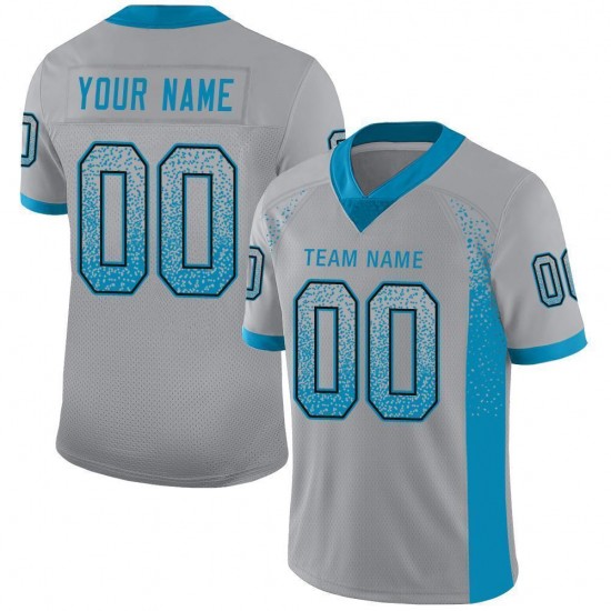 Custom Light Gray Panther Blue-Black Mesh Drift Fashion Football Jersey