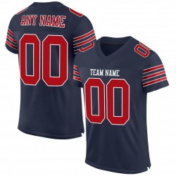 Custom Navy Red-White Mesh Authentic Football Jersey