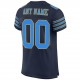 Custom Navy Powder Blue-Gold Mesh Authentic Football Jersey