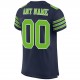 Custom Navy Neon Green-White Mesh Authentic Football Jersey