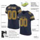 Custom Navy Old Gold-White Mesh Authentic Football Jersey