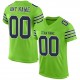 Custom Neon Green Navy-White Mesh Authentic Football Jersey