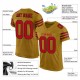 Custom Old Gold Red-Black Mesh Authentic Football Jersey