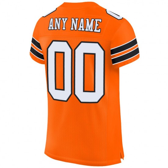 Custom Orange White-Black Mesh Authentic Football Jersey