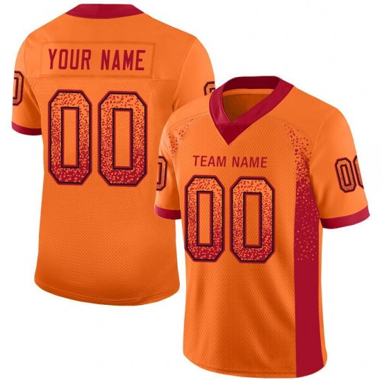 Custom Orange Red-Black Mesh Drift Fashion Football Jersey