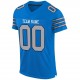 Custom Panther Blue Light Gray-Black Mesh Authentic Football Jersey