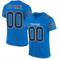 Custom Panther Blue Navy-White Mesh Authentic Football Jersey