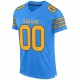 Custom Powder Blue Gold-Navy Mesh Authentic Football Jersey