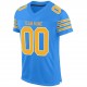 Custom Powder Blue Gold-White Mesh Authentic Football Jersey